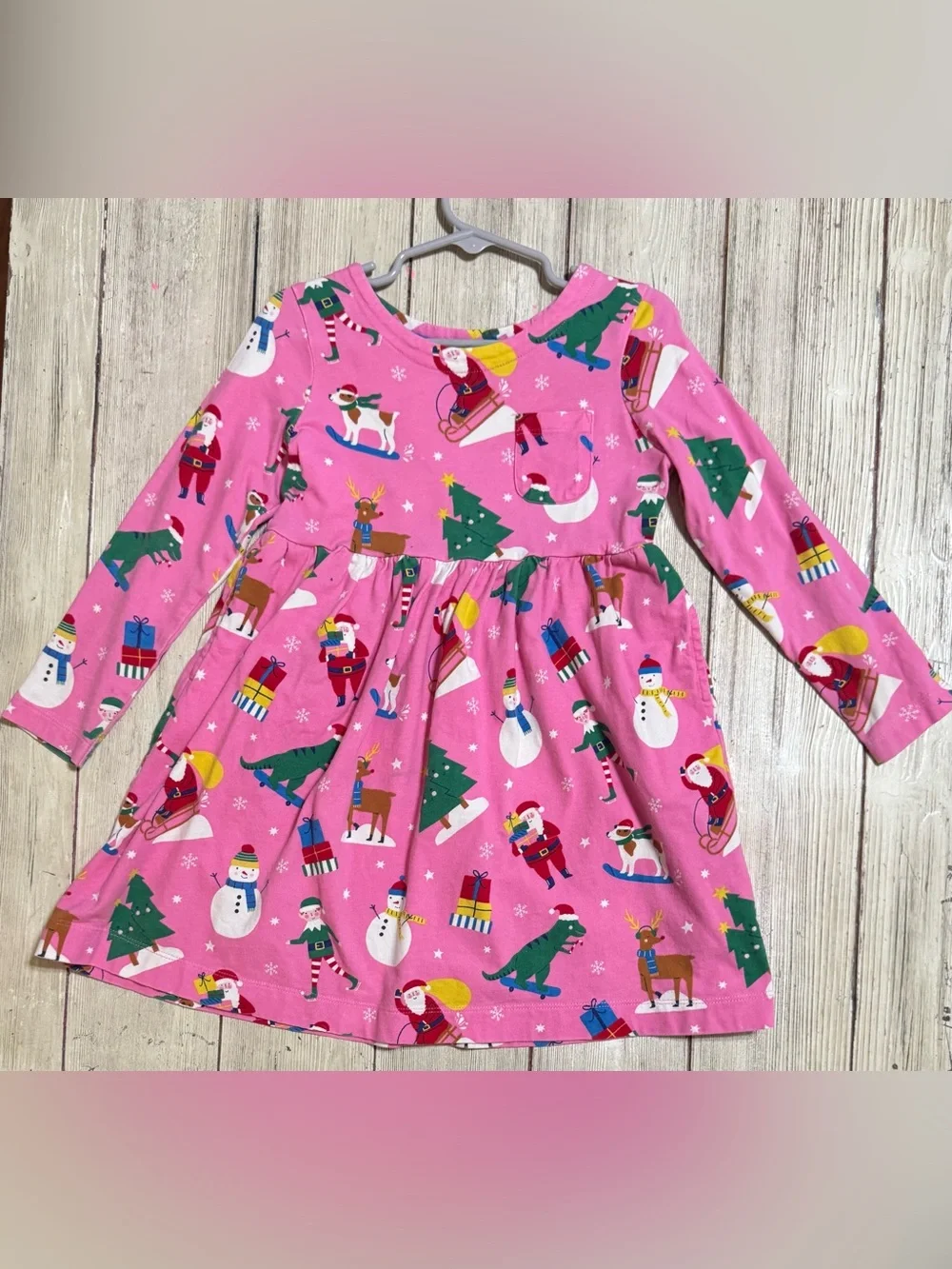 Mini Boden pink Christmas dress 4-5y girls